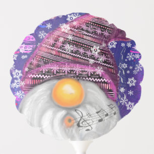 Christmas Balloon with Happy Gnome In Purple Hat