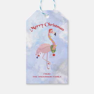 Christmas Balls And Flamingo Gift Tags
