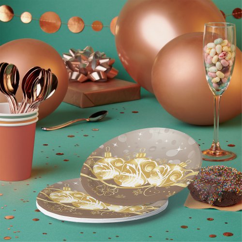 Christmas Balls And Tinsel Paper Plates