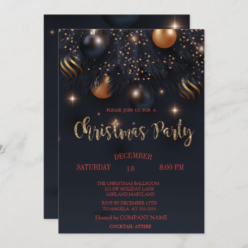  Christmas Balls Black Company Party   Invitation