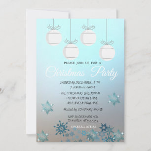 Christmas Balls,Blue Corporate Christmas Party Invitation