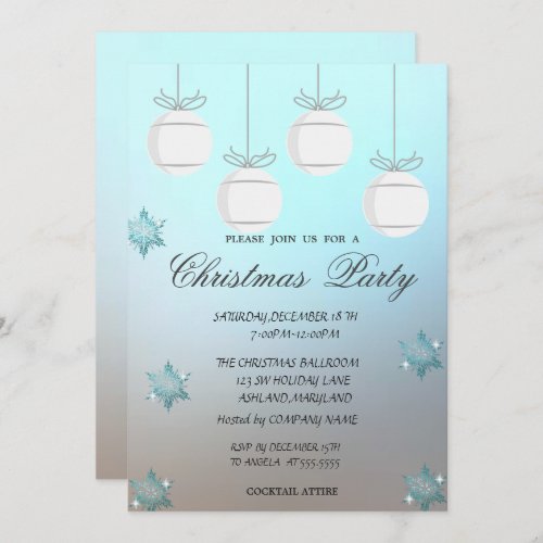 Christmas BallsBlue  Corporate Christmas Party Invitation