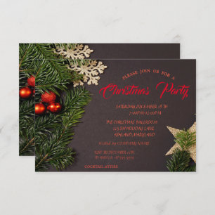 Christmas Balls,Branches Company Christmas Party Invitation