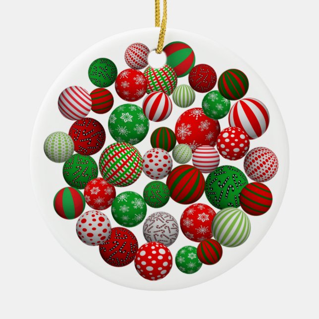 Christmas Balls Ceramic Ornament (Front)