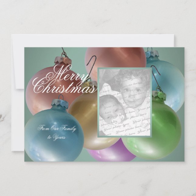 Christmas Balls Colorful Photo Flat Card (Front)
