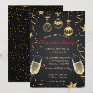 Christmas Balls,Confetti Corporate Christmas Party Invitation