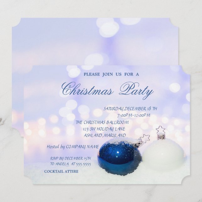Christmas Balls,Corporate Christmas Party Invitation (Front/Back)