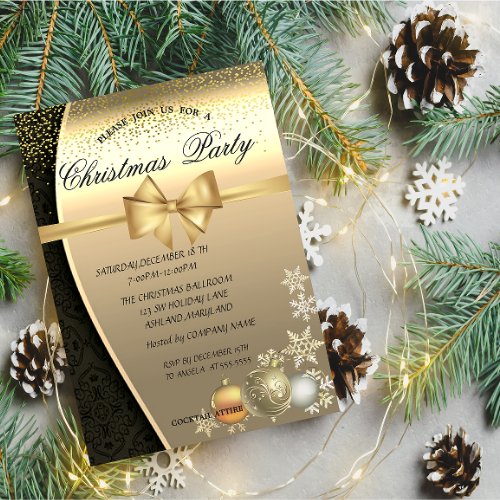 Christmas BallsDamask  Corporate Christmas Party Invitation