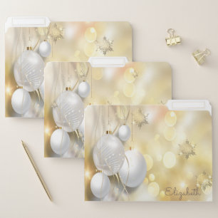 Christmas Balls, Gold Snowflakes- Personalized File Folder
