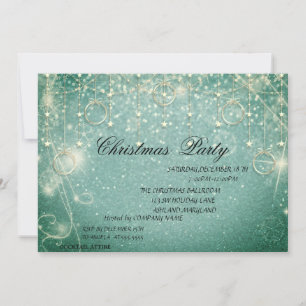 Christmas Balls,Green  Christmas Company Party Invitation