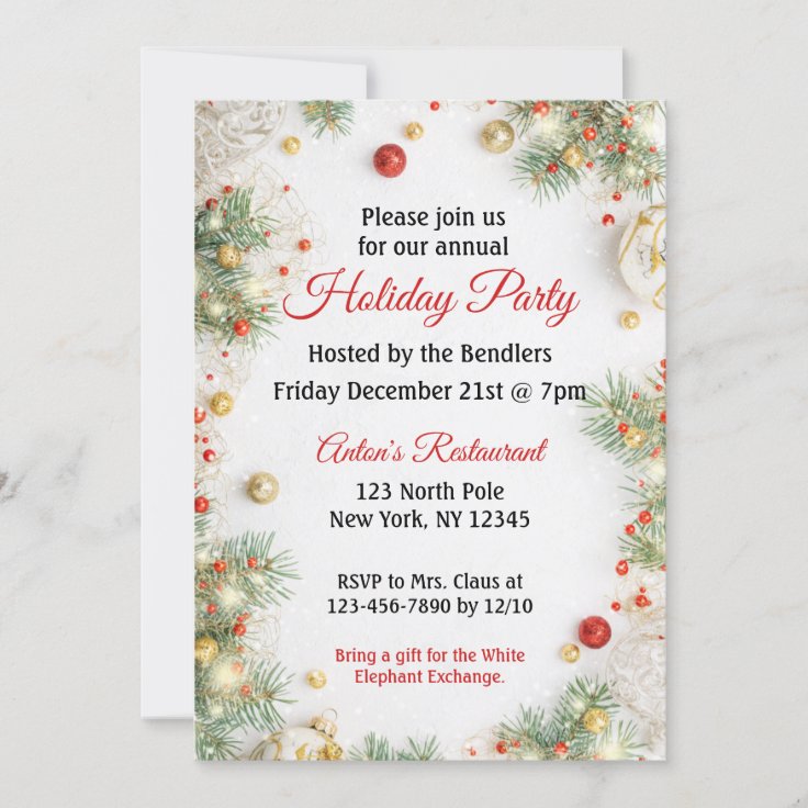 Christmas Balls Holiday Party Invitation | Zazzle