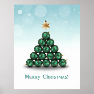 Christmas Balls in Tree Shape Poster