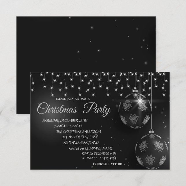 Christmas Balls,Light Company Christmas Party Invitation (Front/Back)