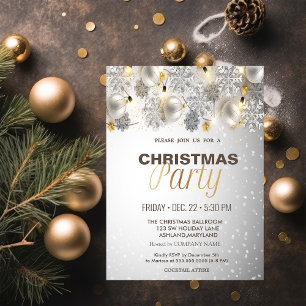 Christmas Balls,Lights Corporate Christmas Party Invitation