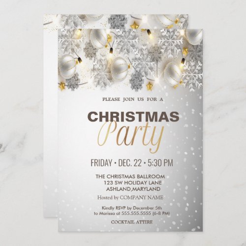Christmas BallsLights Corporate Christmas Party Invitation