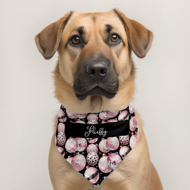 Christmas Balls Name Pet Bandana Collar (Dog 2)