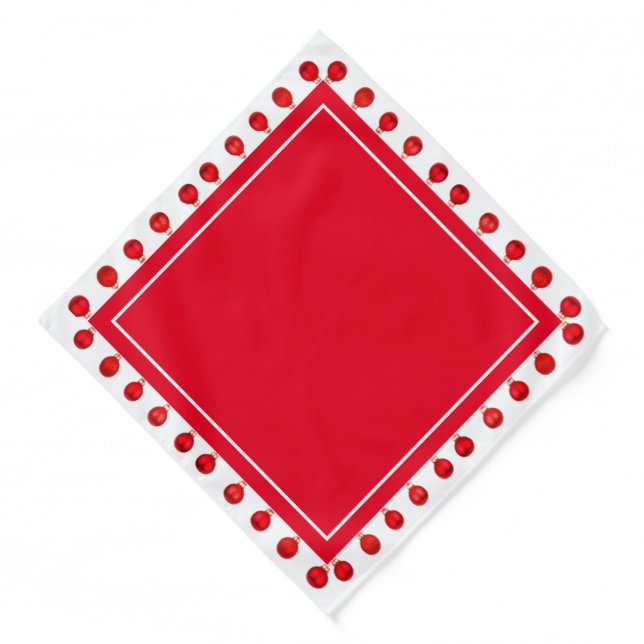 Christmas Balls on Red and White Bandana (Front)