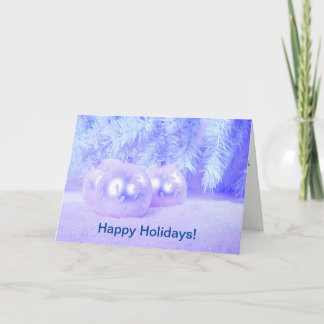 Christmas Balls on Snow & Blue Background Holiday Card