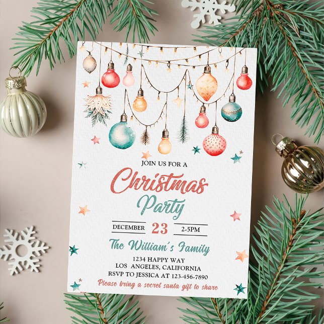 Christmas Balls Ornament Christmas Party Invitation (Creator Uploaded)