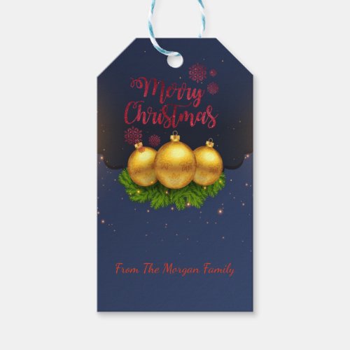 Christmas Balls Pine Tree Branches Holiday Gift Tags