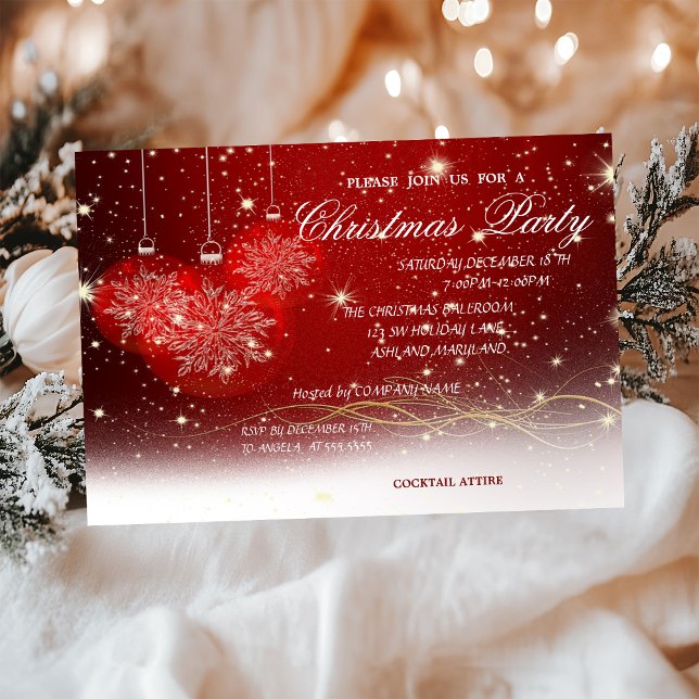 Christmas Balls,Red, Corporate Christmas Party Invitation (Creator Uploaded)