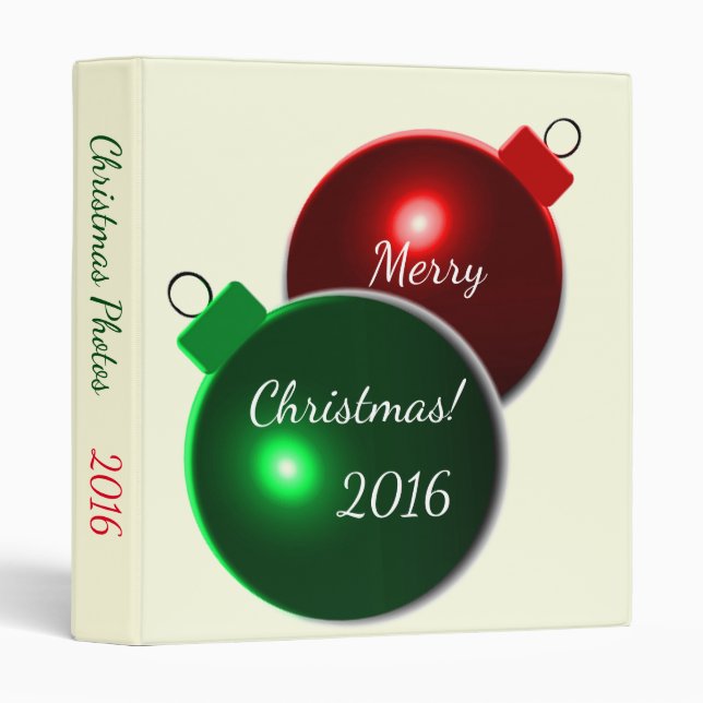 Christmas Balls Red & Green Family Name Photo Binder (Front/Spine)