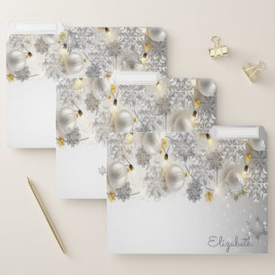Christmas Balls, Silver Snowflakes,String Lights File Folder