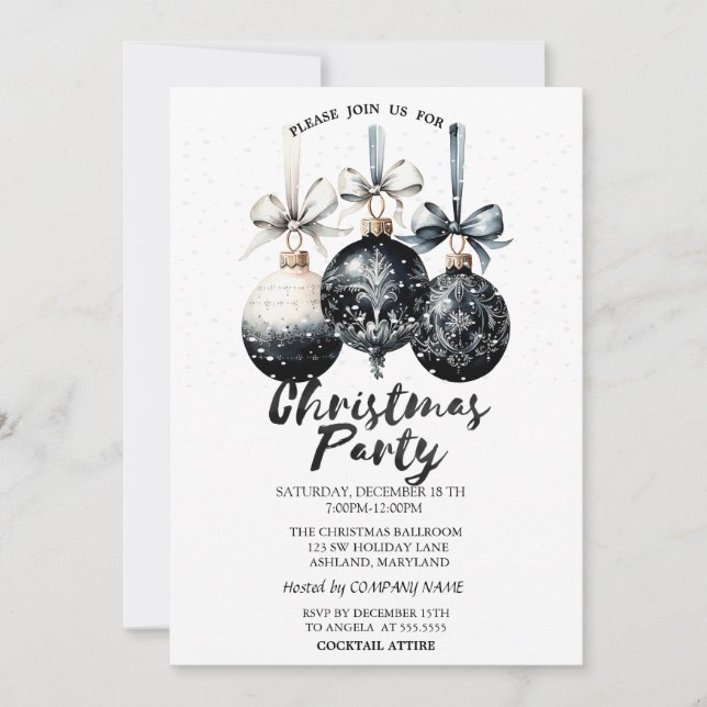 Christmas Balls,Snow Christmas Party Invitation (Front)