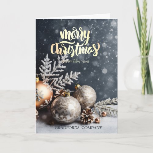 Christmas Balls Snow Gray Christmas Company Holiday Card