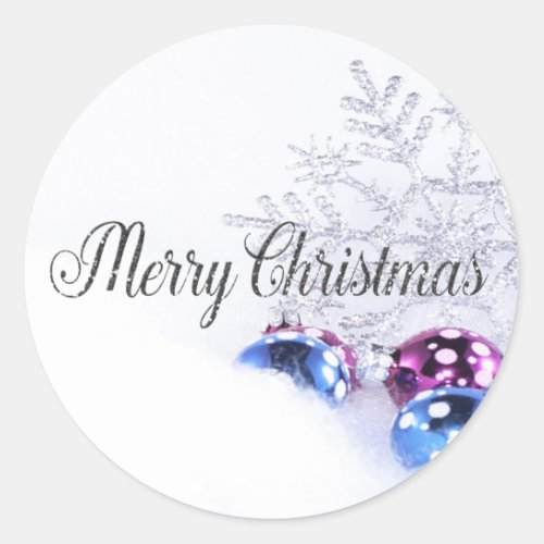 Christmas Balls Snowflake Merry Christmas Classic Round Sticker