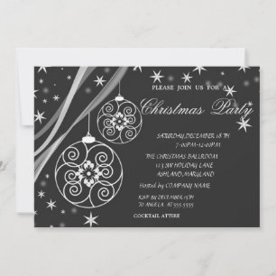 Christmas Balls Snowflakes,Gray Company Christmas Invitation