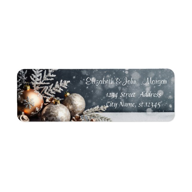 Christmas Balls,Snowflakes Gray Label (Front)