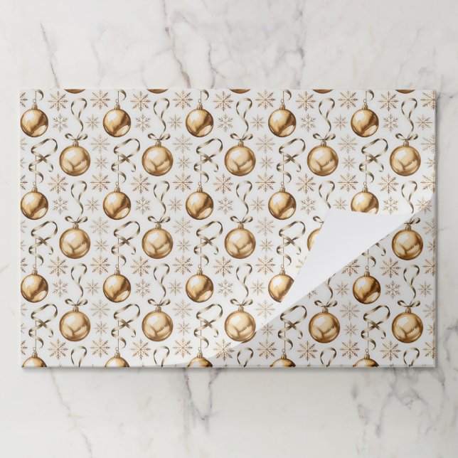 Christmas Balls & Snowflakes Paper Placemats (Folded)