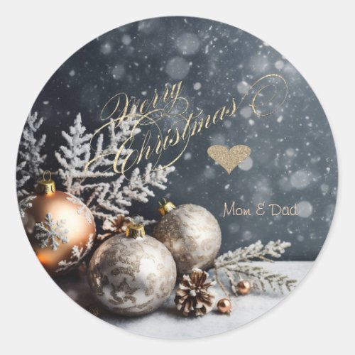 Christmas ballsSnowflakesSnowGray Classic Round Sticker