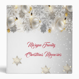 Christmas Balls, Snowflakes,String Lights 3 Ring Binder