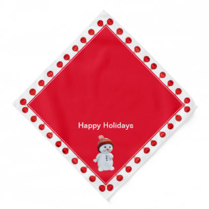 Christmas Balls & Snowman on Red Bandana