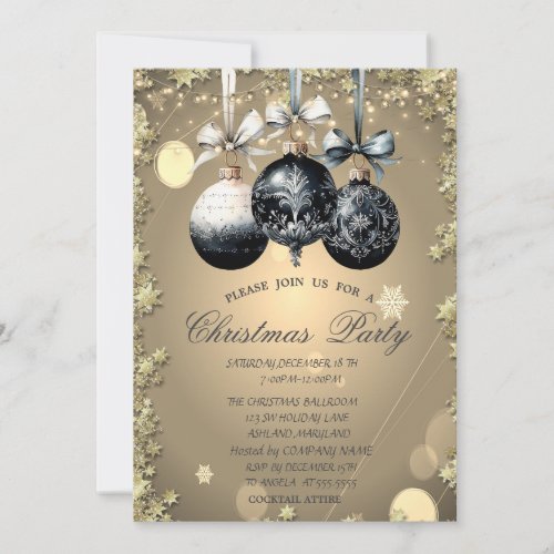 Christmas BallsStars Christmas Company Party Invitation