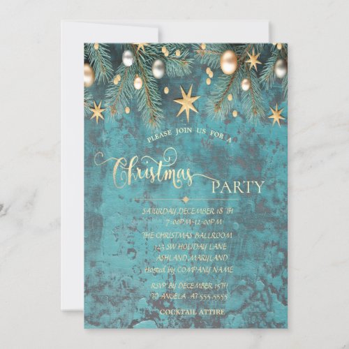 Christmas BallsStars Company Party Invitation