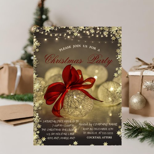 Christmas BallsString Lights Christmas Company Invitation