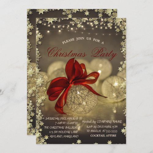 Christmas BallsString Lights Christmas Company Invitation