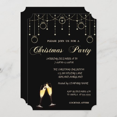 Christmas BallsWine Glass Company Christmas Party Invitation