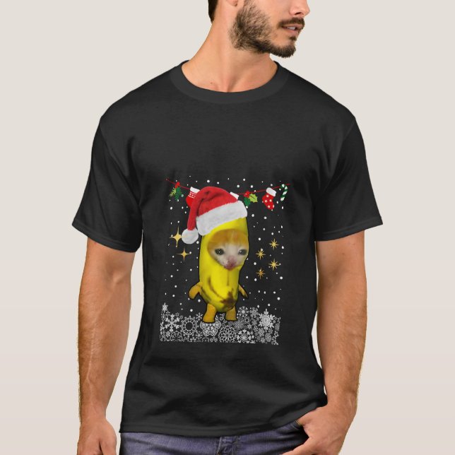 Christmas Banana Cat Happy Bananacat Meme Xmas Kit T-Shirt (Front)
