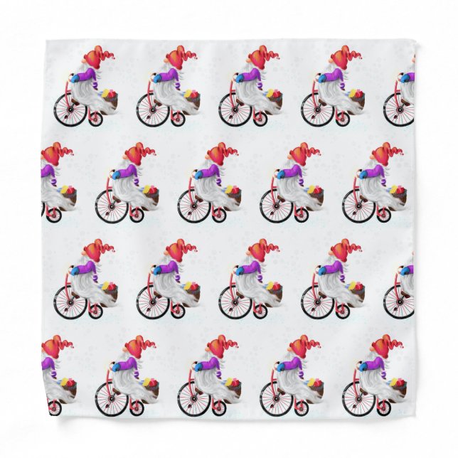 Christmas Bandana Gift Gnome with Bike and Gifts (Front)