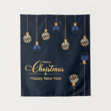 Christmas banner blue gold decorations greeting