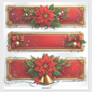 Christmas Banners Featuring Poinsettias Sticker