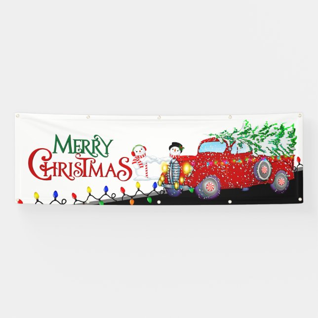 Christmas Bannr-Christmas Country Truck and Tree Banner (Horizontal)