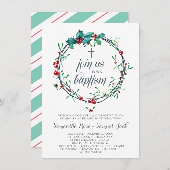 Christmas Baptism Invitation Template (Front/Back)