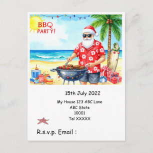 Christmas Barbecue party with Santa Claus Postcard