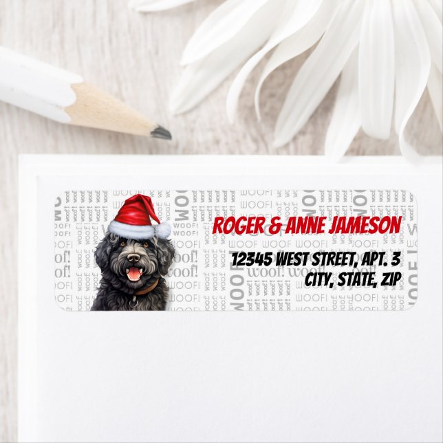 Christmas Barbet Dog Holiday Address Label (Insitu)