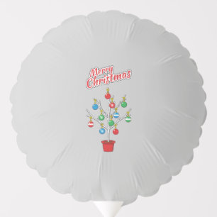 Christmas Bare Branch Tree - Merry Christmas Balloon